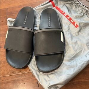 Prada Men's Black Rubber Slide Sandals